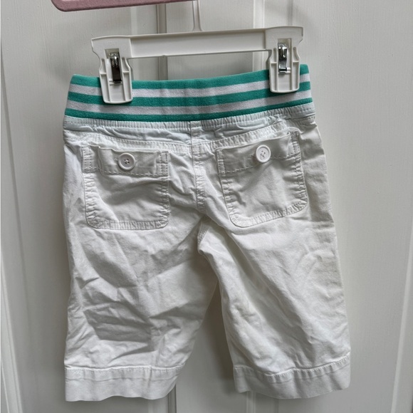 Mini Boden 3T Girls White & Teal Stripe Band Casual Capri Pants - Picture 4 of 5